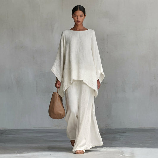 MADELEINE | ENSEMBLE DEUX PIÈCES À MANCHES LONGUES ET PANTALON LARGE